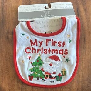 Koala Kids Festive Santa Bib - Red, Green, and White